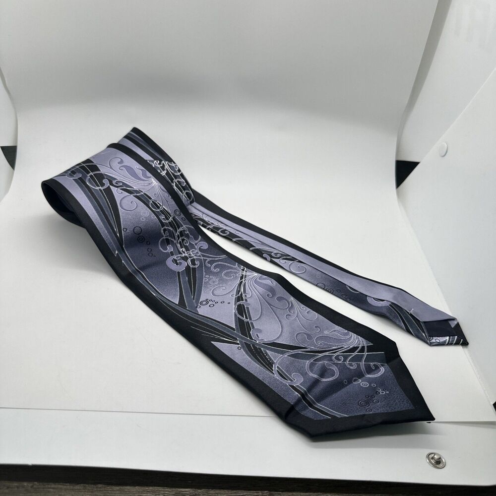 New • Gen MEN'S TIE Black & Gray Scale Classic Size 100% Polyester Formal Design